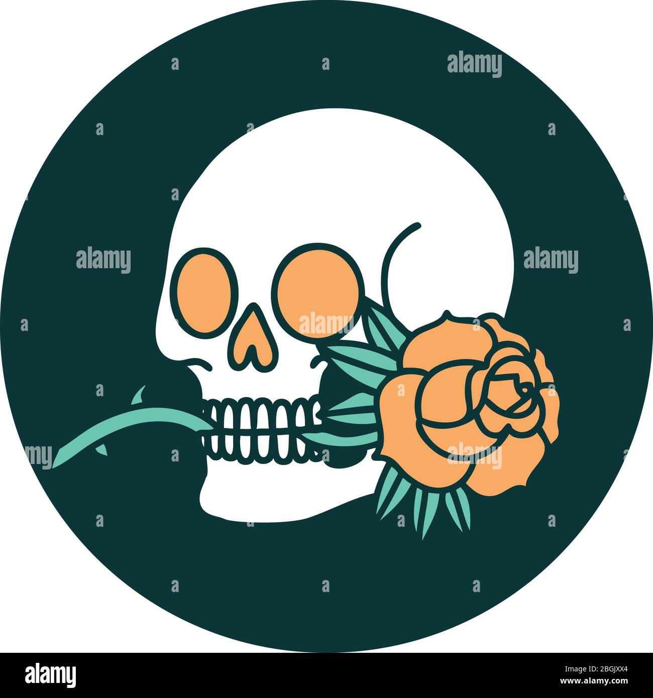 iconic tattoo style image of a skull and rose Stock Vector Image & Art ...