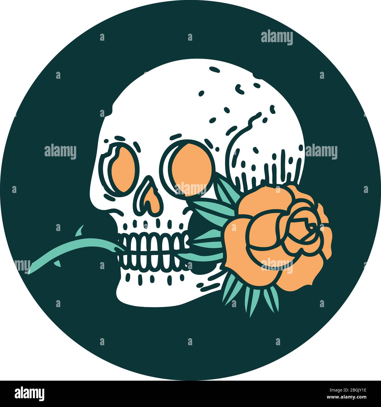 iconic tattoo style image of a skull and rose Stock Vector Image & Art ...