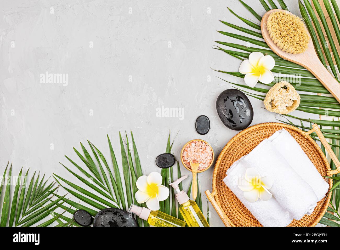 Spa Massage Aromatherapy Body Care Background Spa Herbal Balls Cosmetics Towel And Tropical Leaves On Gray Concrete Table Top View Flat Lay Stock Photo Alamy Spa Massage Aromatherapy Body Care Background Spa Herbal Balls Cosmetics Towel And Tropical Leaves On Gray Concrete Table Top View Flat Lay Stock Photo Alamy