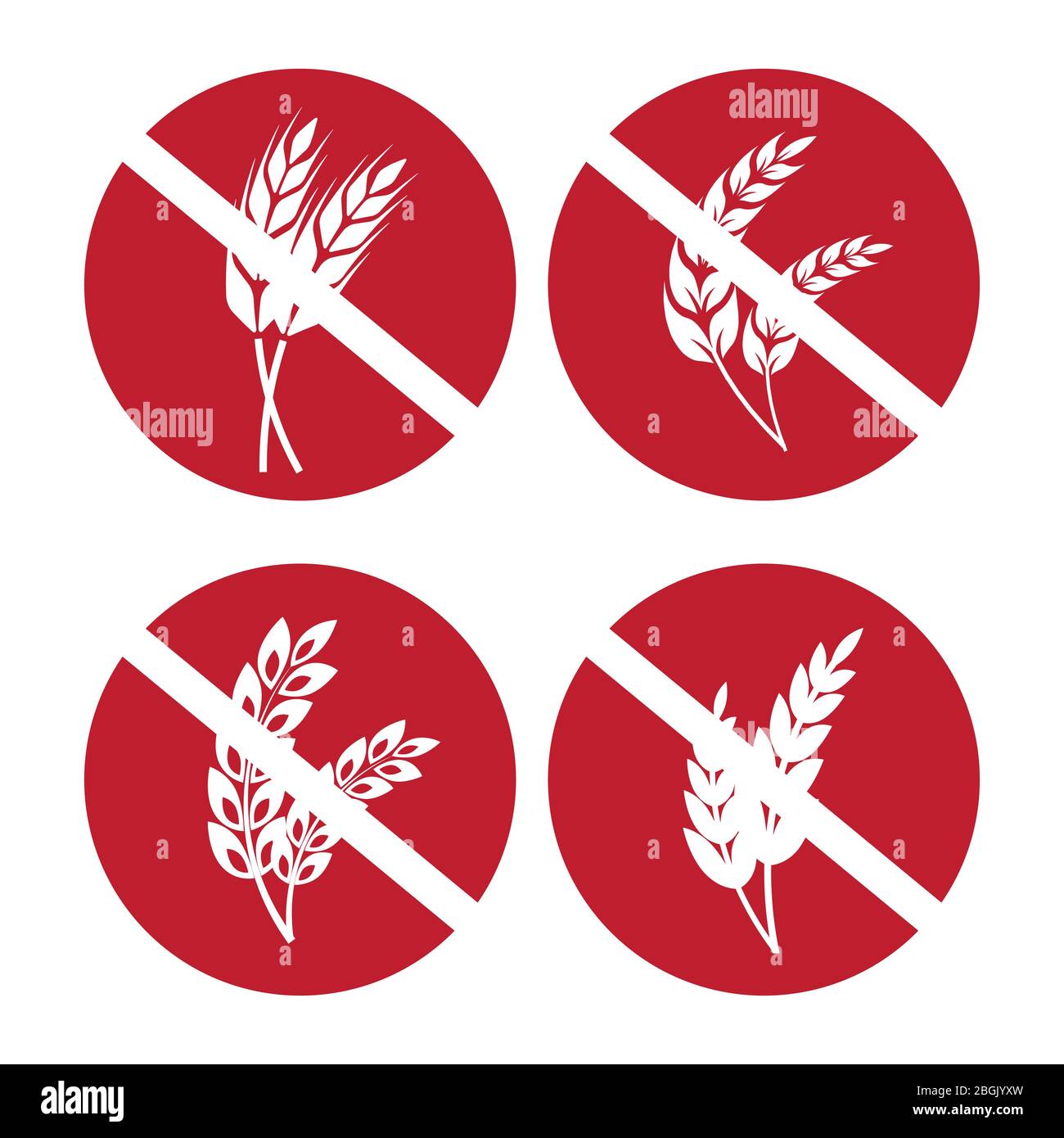 Gluten free icons set with wheat and rye ears. Vector illustration Stock Vector