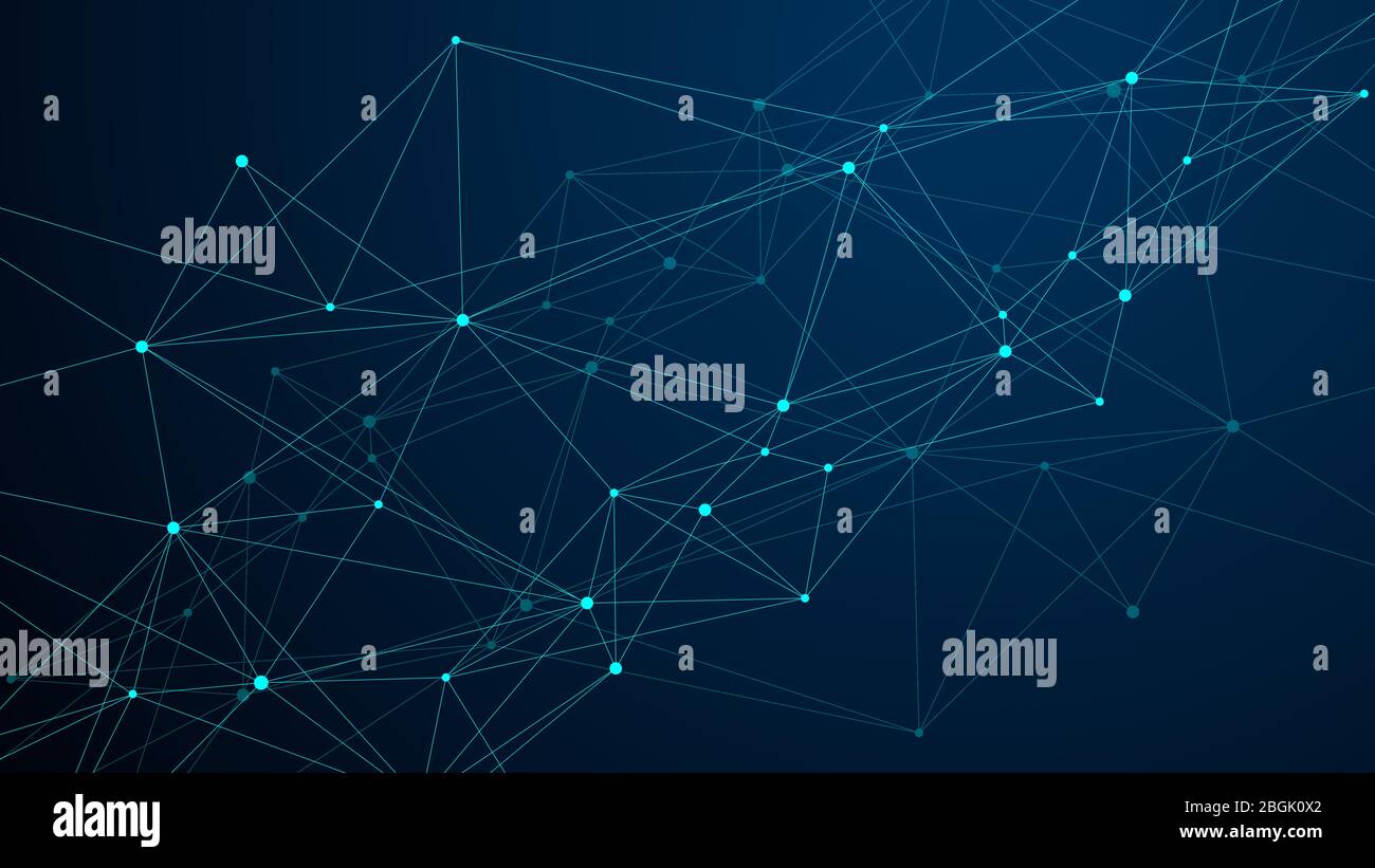 Abstract plexus background with connected lines and dots. Plexus geometric effect. Digital data visualization. Futuristic technology style low-poly Stock Vector