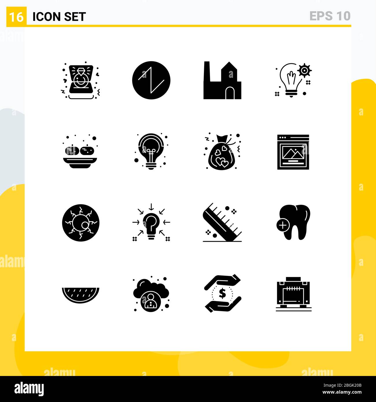 Download Set Of 16 Commercial Solid Glyphs Pack For Party Setting Factory Chimney Gear Idea Editable Vector Design Elements Stock Vector Image Art Alamy PSD Mockup Templates