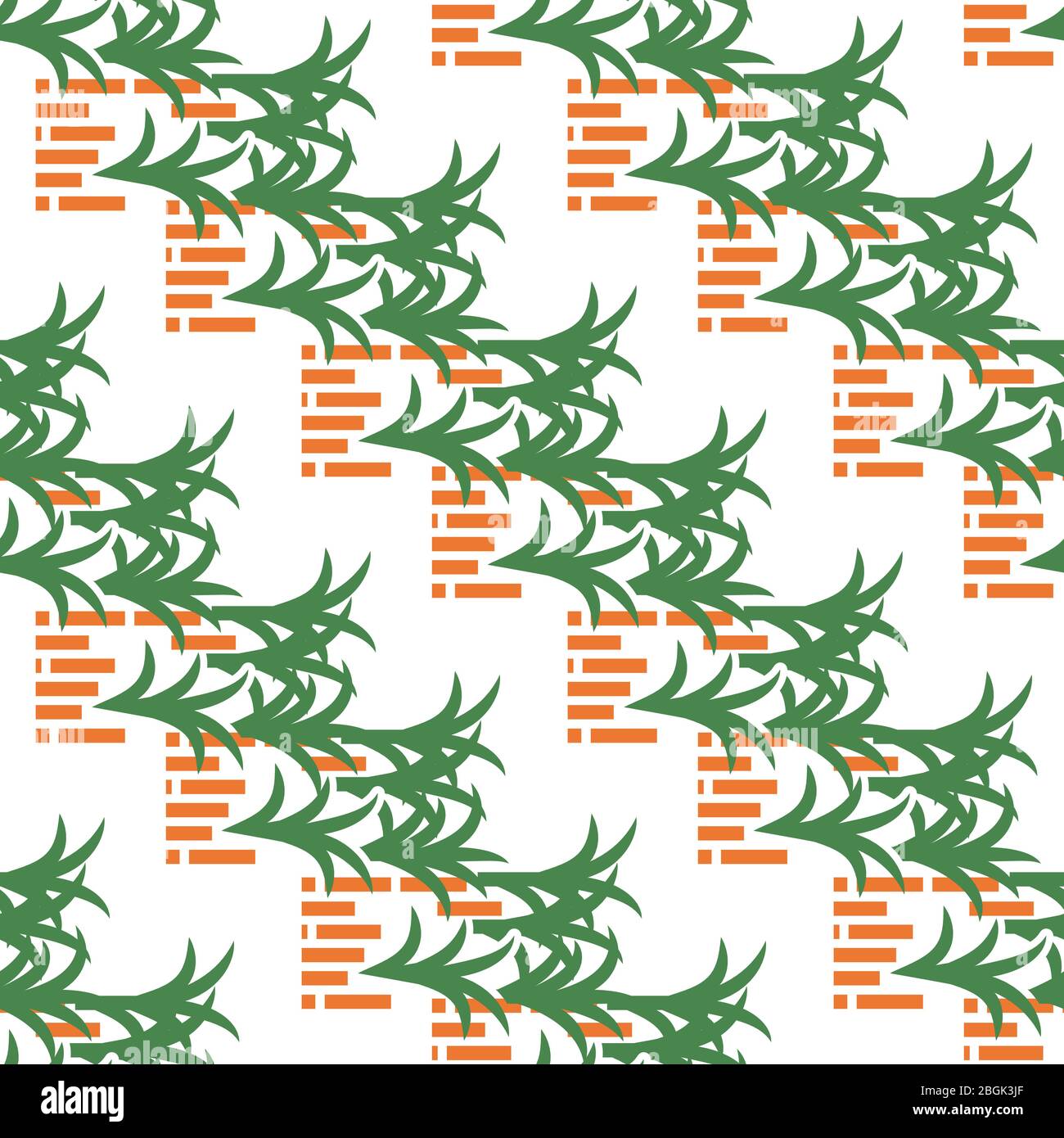 Abstract pattern with bricks and leaves isolated on white. Vector illustration Stock Vector