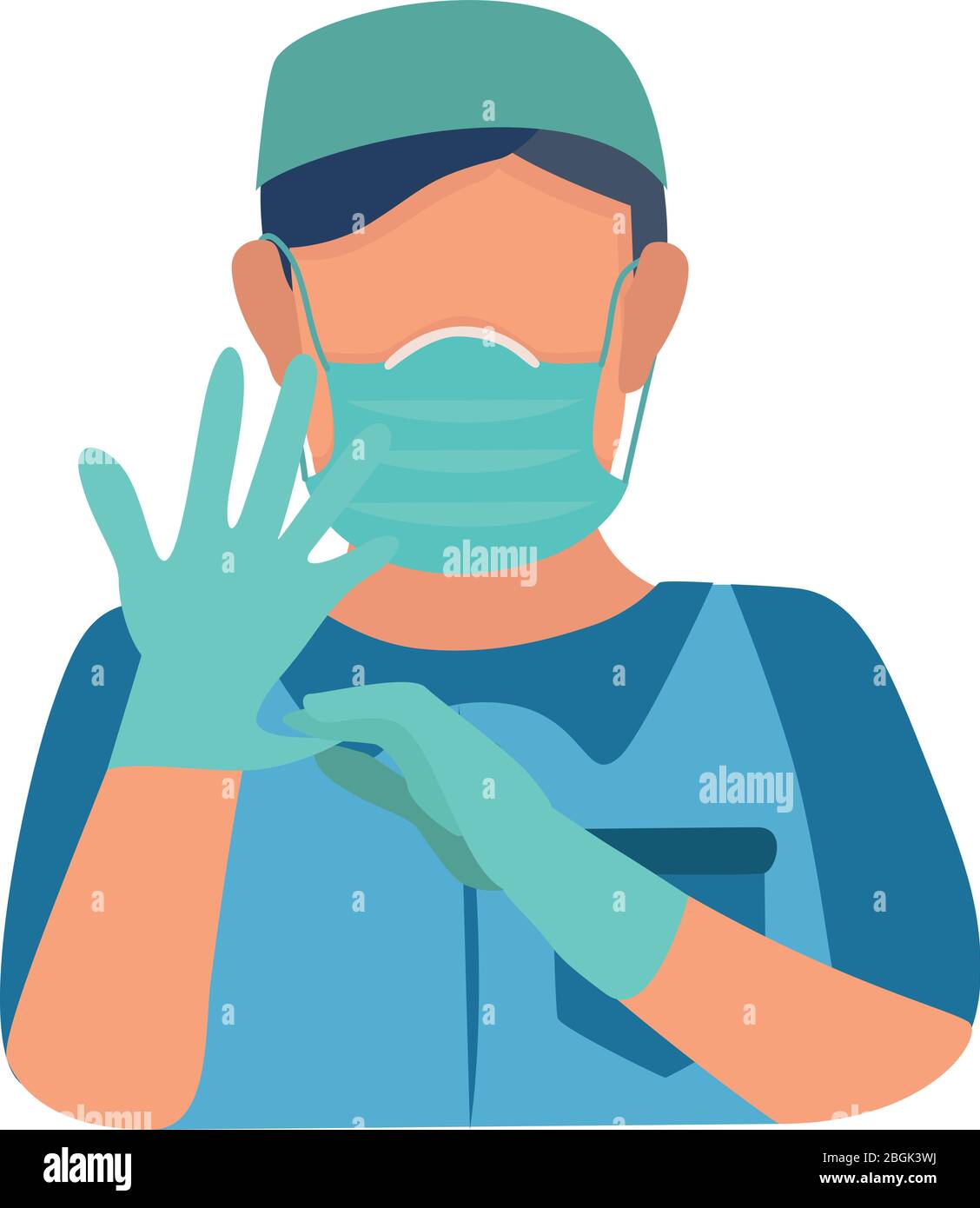 The doctor is preparing himself for work. Stock Vector