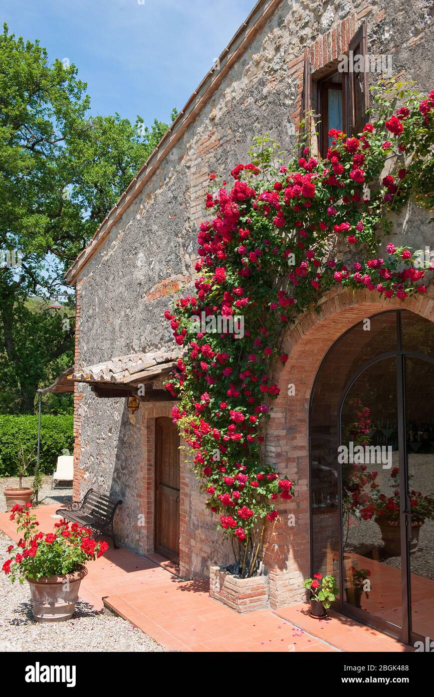 Moderner Eingang In Altes Landhaus San Gimignano Toskana Italien Europa Stock Photo Alamy