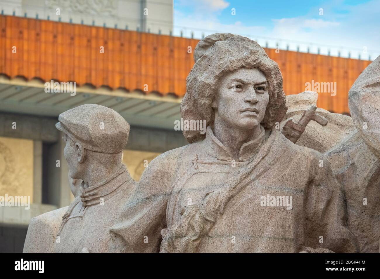 Beijing, China - Jan 17 2020: Monument's of people at Memorial Hall of Chairman Mao, the final resting place of Mao Zedong, Chairman of the Communist Stock Photo