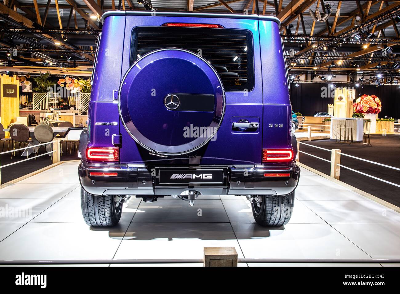 Brussels, Belgium, Jan 2020 Mercedes-AMG G 63 Exclusive Edition, Brussels Motor Show, 2nd gen, W463, G-class off-road car produced by Mercedes-Benz Stock Photo
