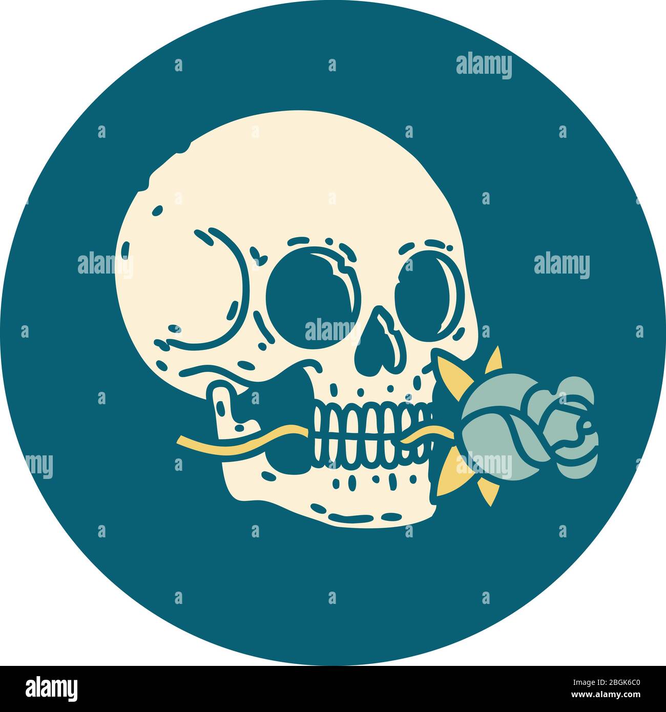 iconic tattoo style image of a skull and rose Stock Vector Image & Art ...