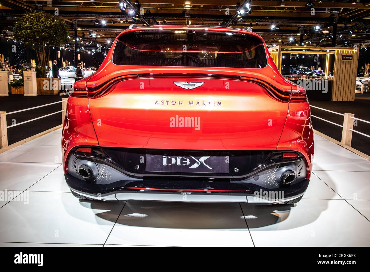 Brussels, Belgium, Jan 2020 Aston Martin DBX, Brussels Motor Show, Dream Cars, British all-wheel drive luxury crossover SUV produced by Aston Martin Stock Photo