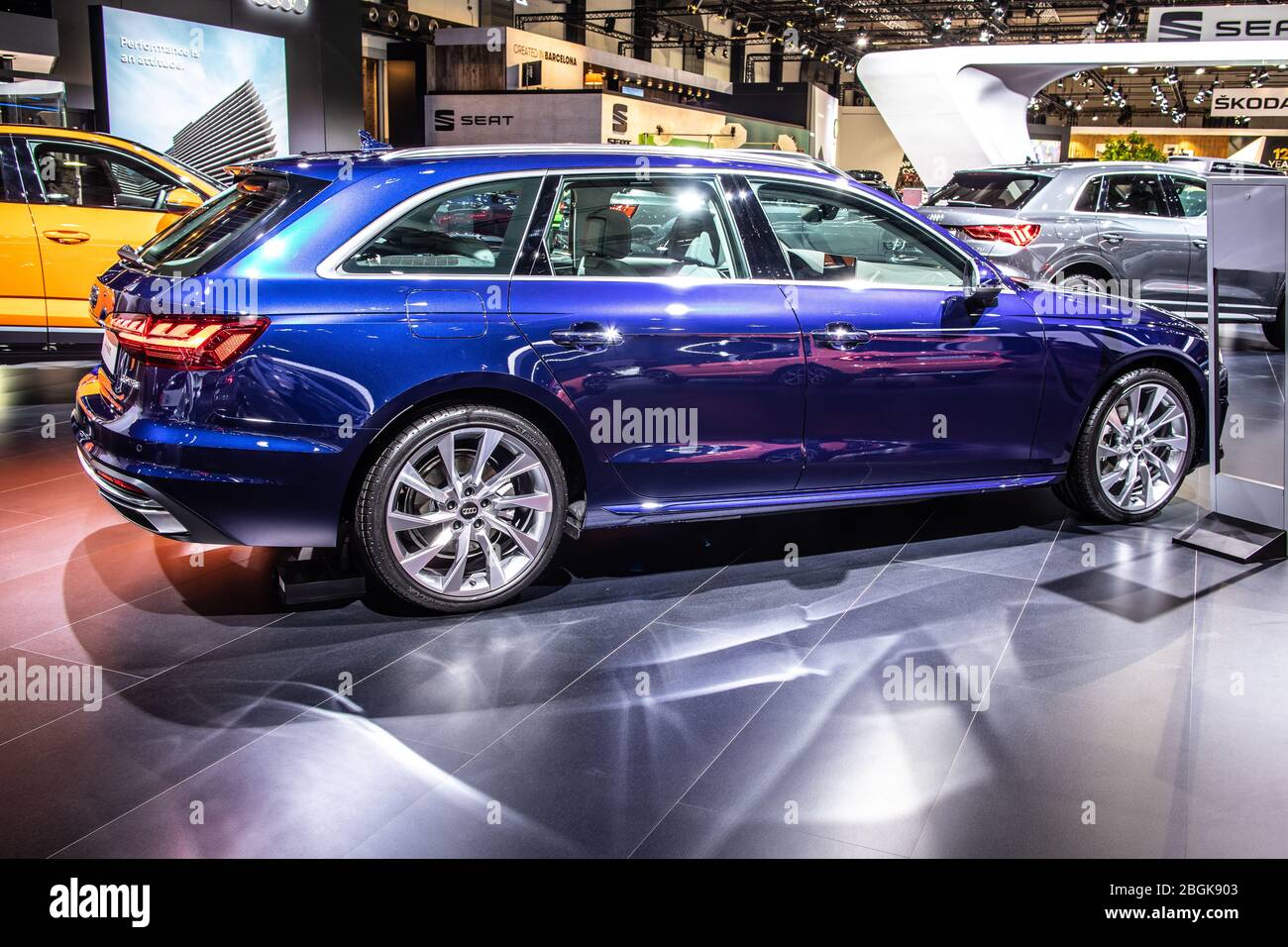 Brussels, Belgium, Jan 09, 2020: Audi A4 Avant 35 TFSI at Brussels Motor Show, Fifth generation, B9, Typ 8W, car produced by Audi AG Stock Photo