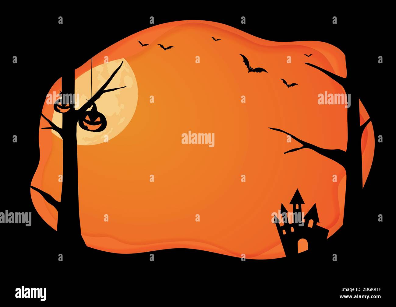 The horizontal Halloween blank background with gradient orange grunge ...
