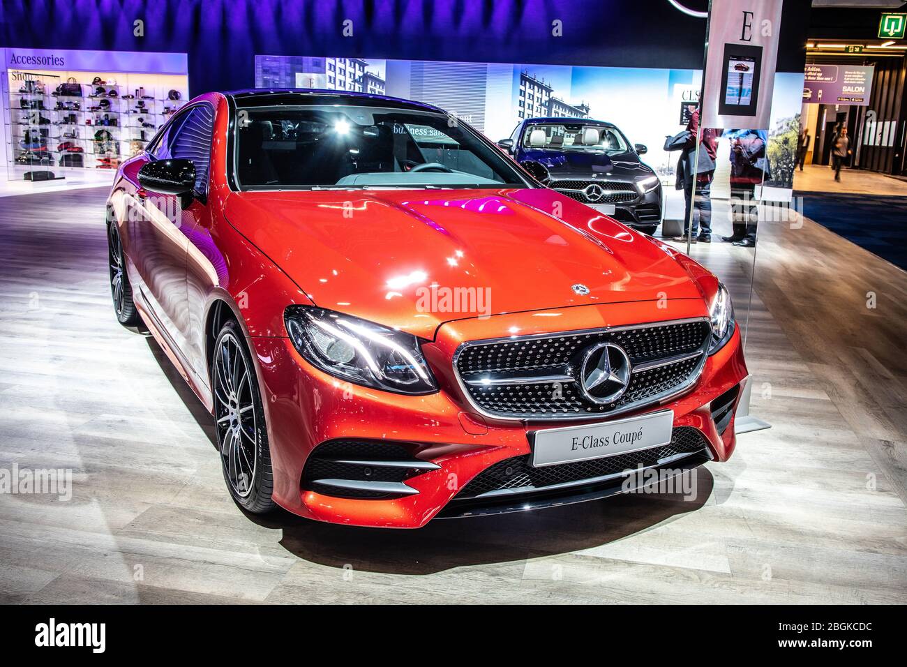 Brussels, Belgium, Jan 09, 2020: Mercedes E 200 Coupe at Brussels Motor  Show, Fifth generation, C238, E-Class car produced by Mercedes-Benz Stock  Photo - Alamy