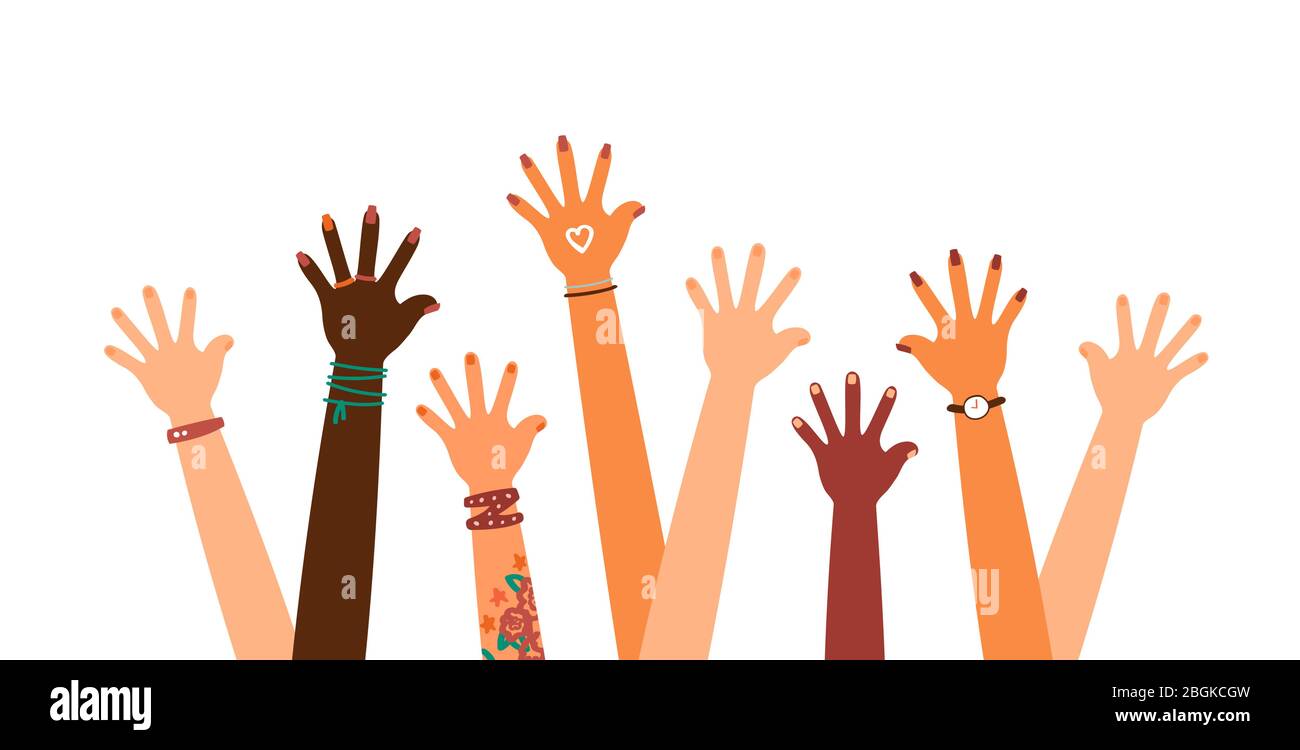 Colorful up hands set, vector illustration Stock Vector
