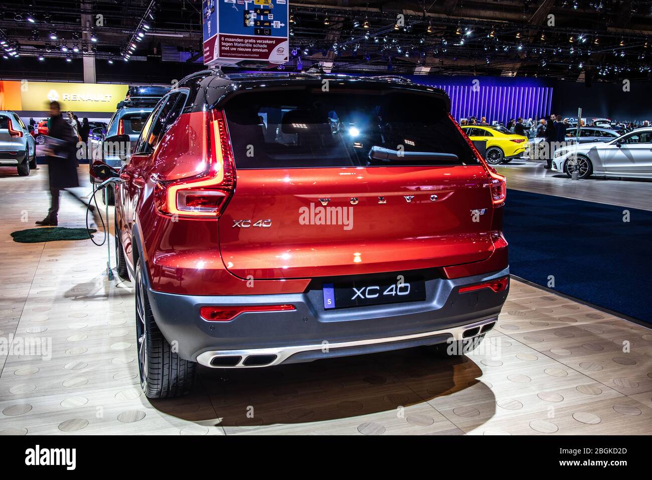 Brussels Belgium Jan 09 2020 metallic red Volvo XC40 at