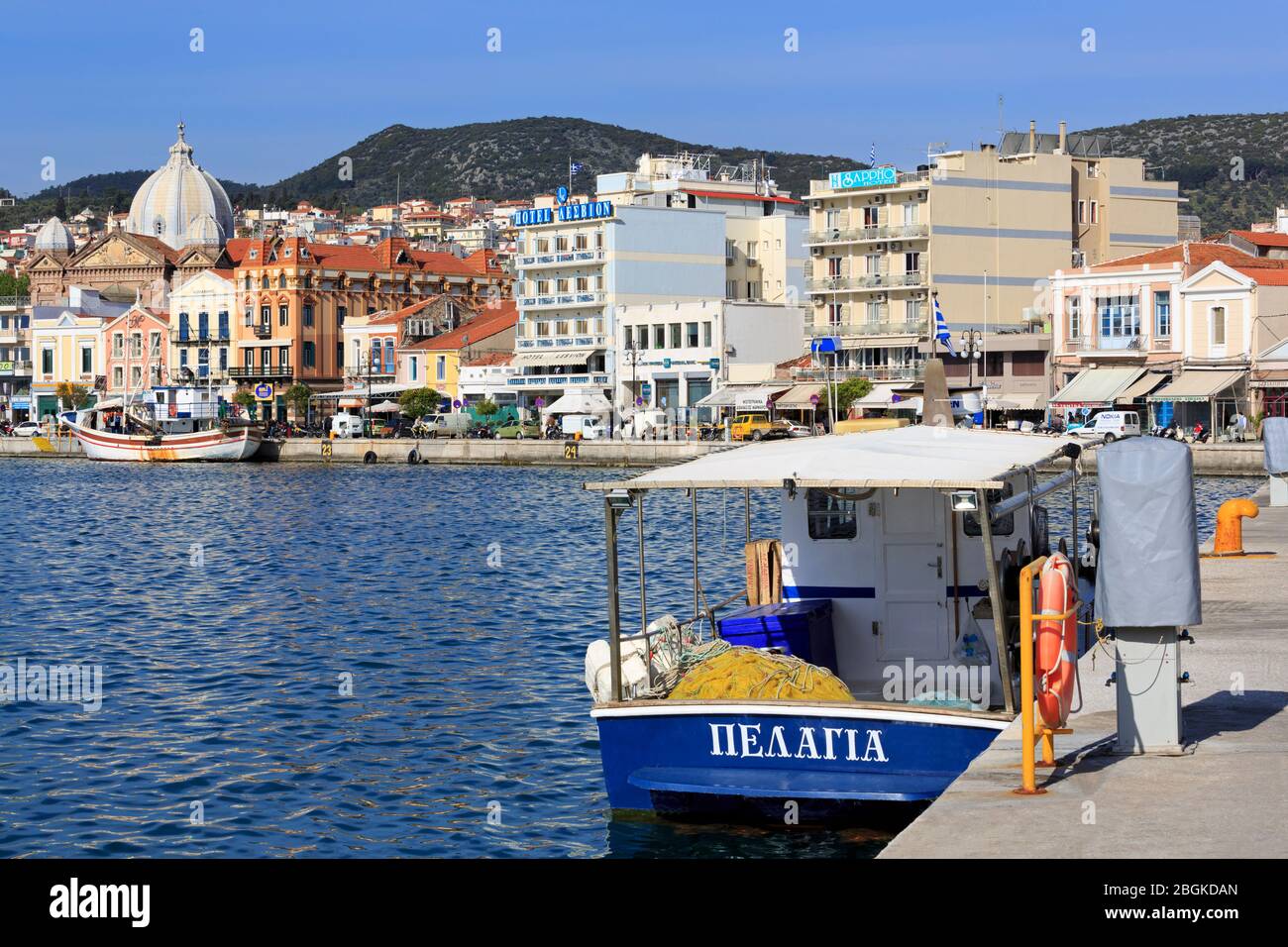 South Harbor, Mytilini City, Lesbos Island, Greece, Europe Stock Photo