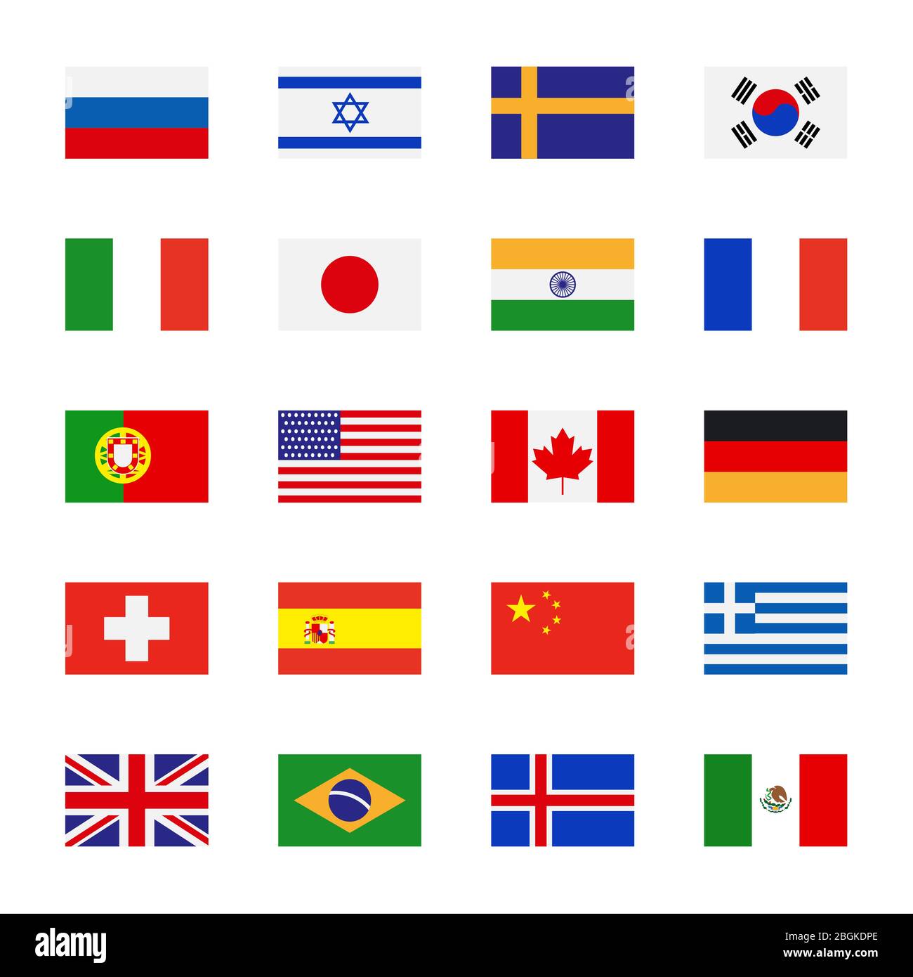 Flags icons in flat style. Simple vector flags of the countries Stock