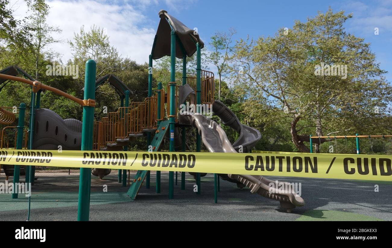 COVID-19 restrictions. It's forbidden to come to the playground 28397143  Stock Video at Vecteezy