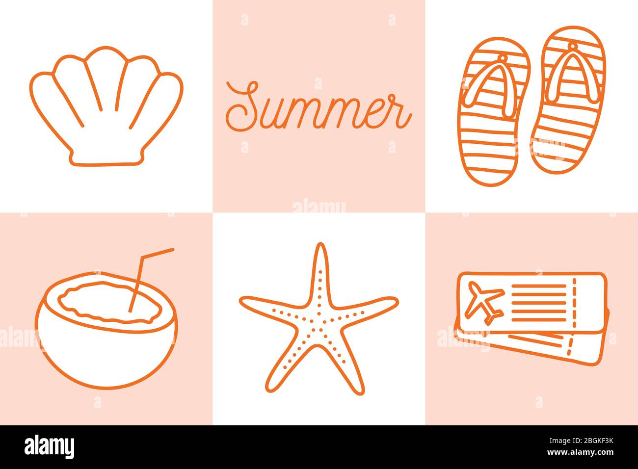 Summer line style icon set vector design Stock Vector