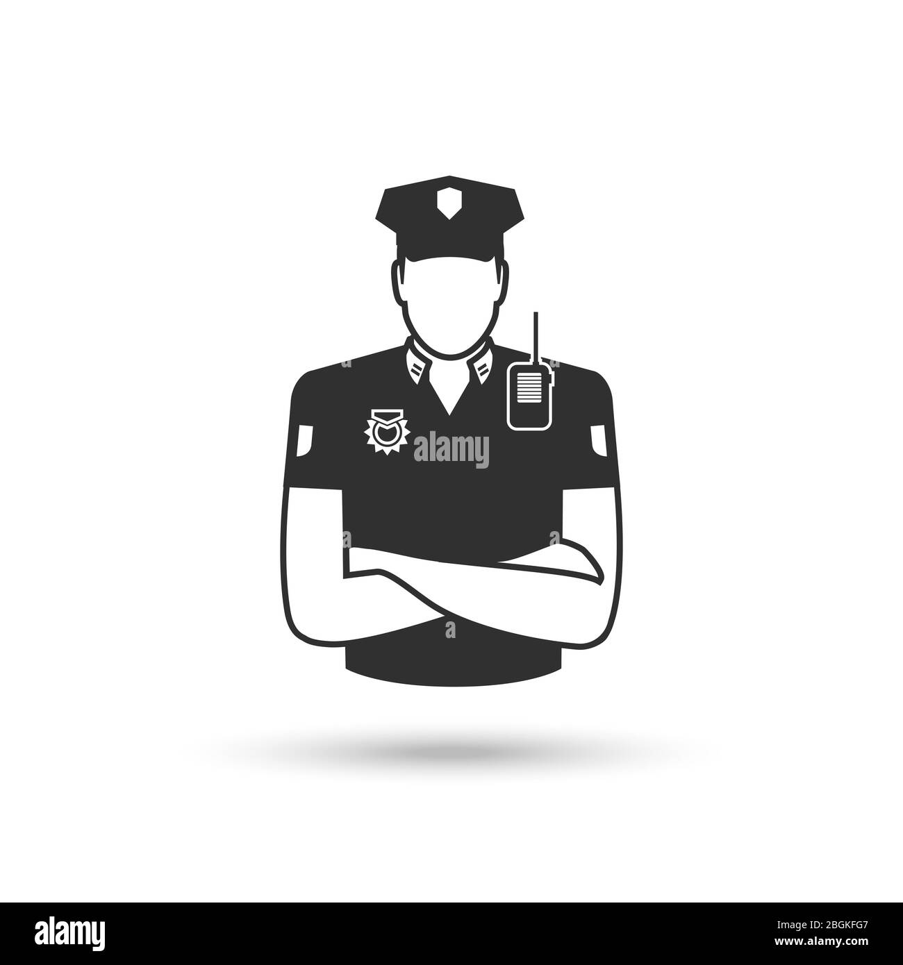 Policeman icon. Police vector silhouette on white background Stock Vector