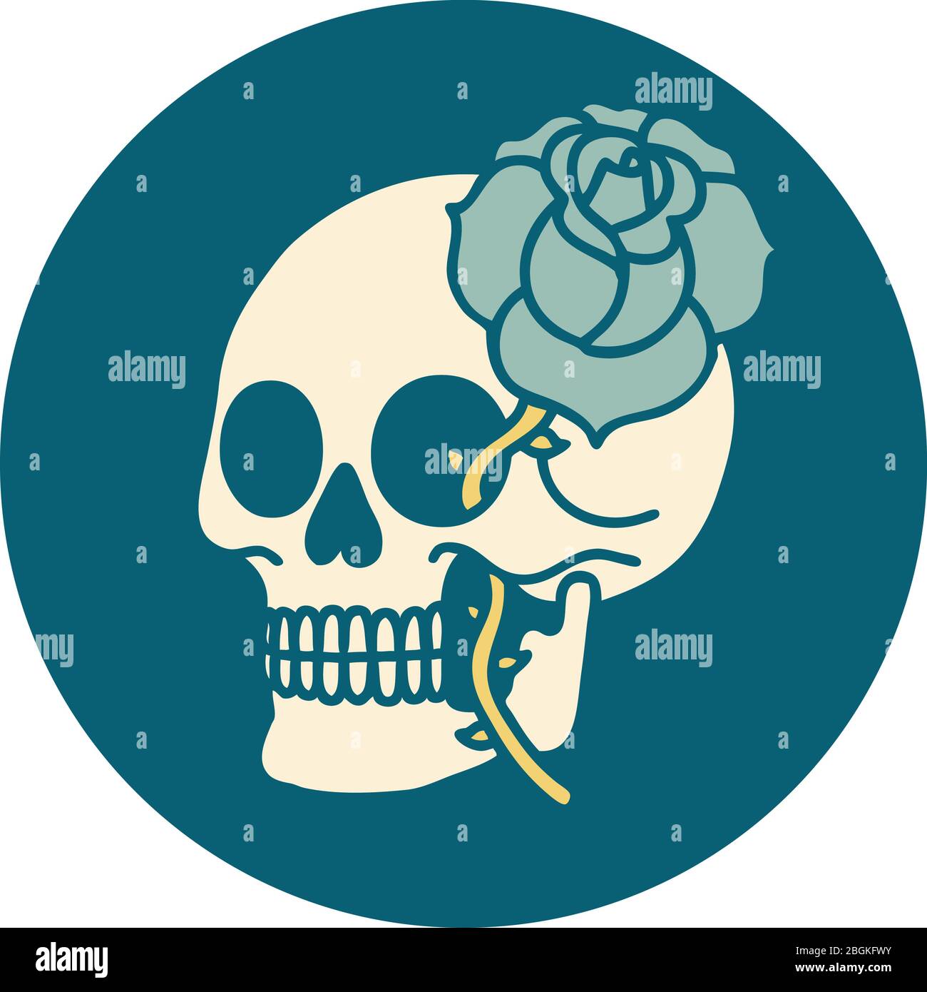iconic tattoo style image of a skull and rose Stock Vector Image & Art ...