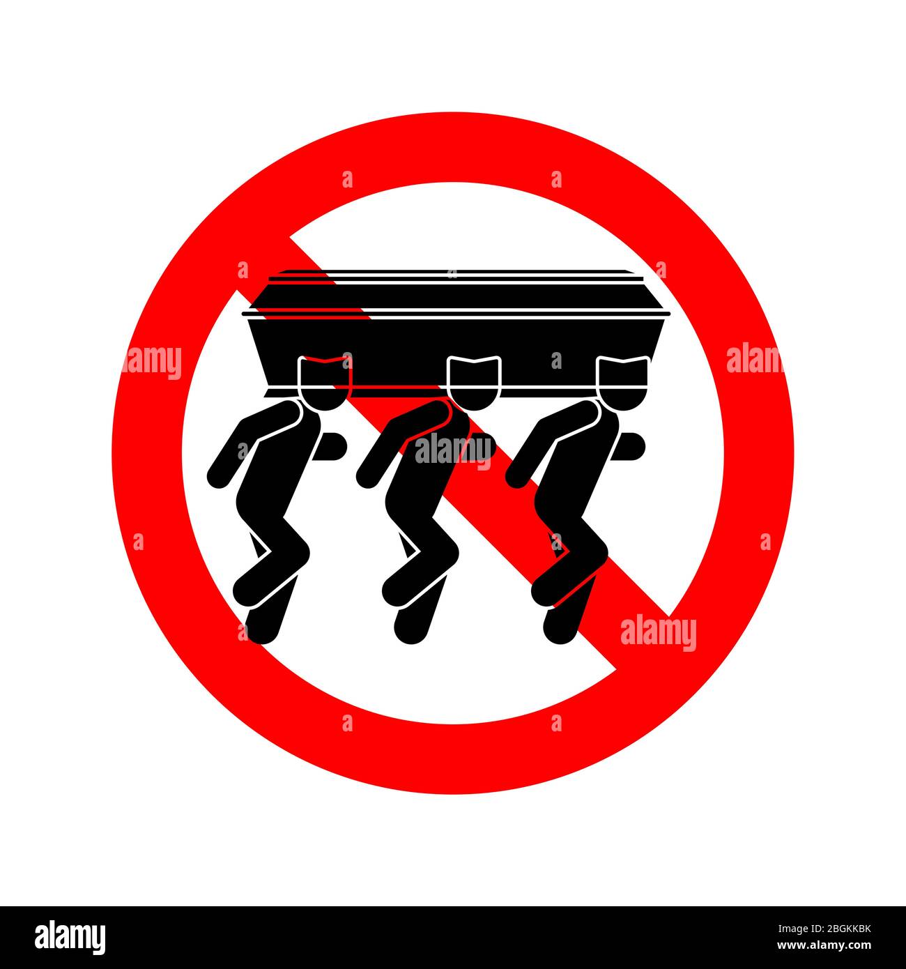Stop Black man dancing with coffin icon. Ban Already Tired African American Dance with coffin. Red prohibition sign Vector illustration Stock Vector