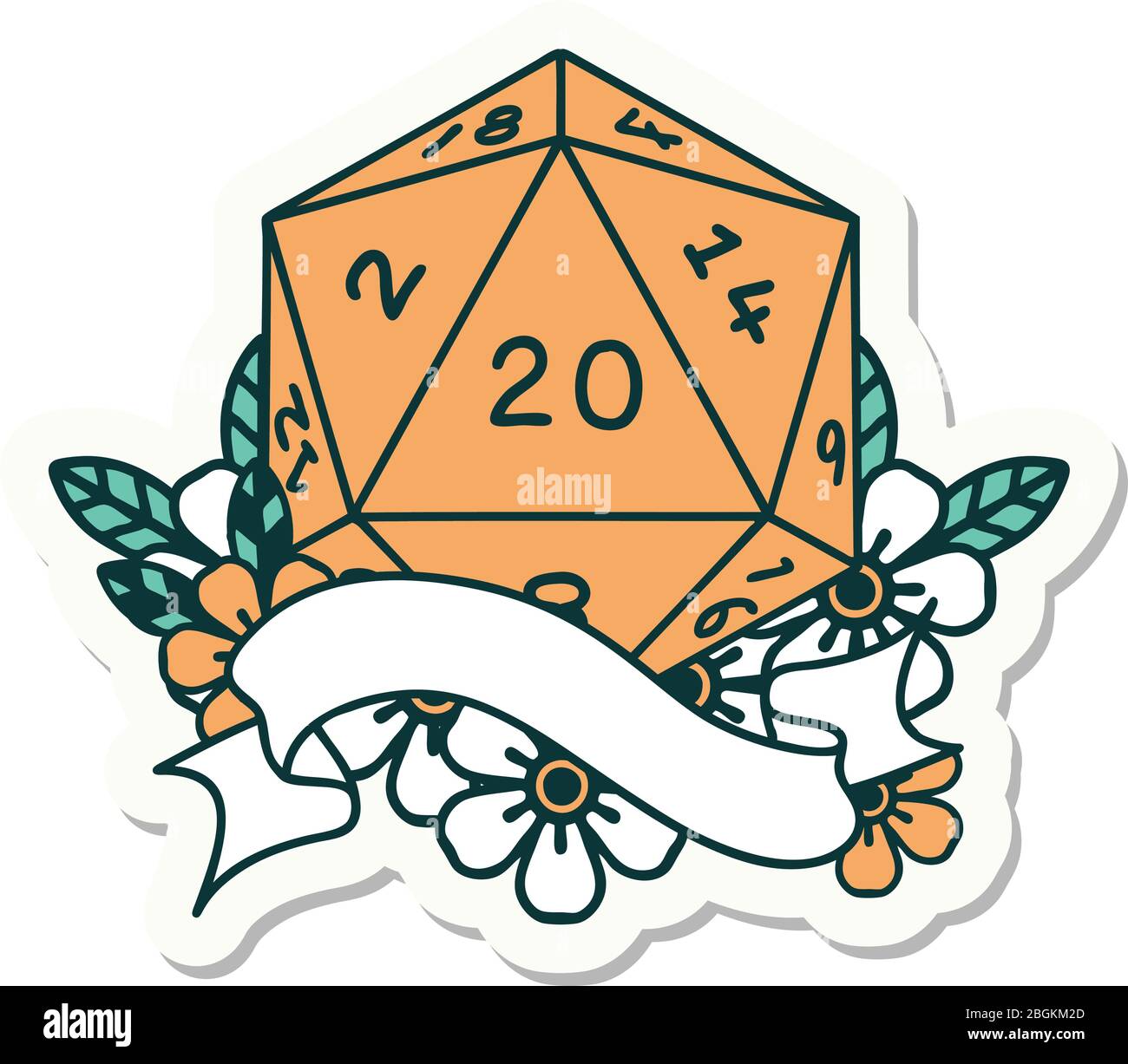 Twenty D sticker of a natural twenty D20 dice roll Stock Vector Image & Art - Alamy