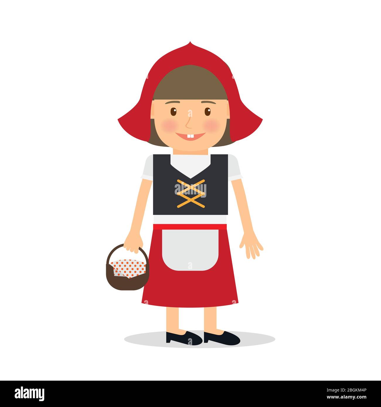 Little Red Riding Hood Girl Costume For Kids Party Or Holiday Vector Illustration Stock Vector Image Art Alamy
