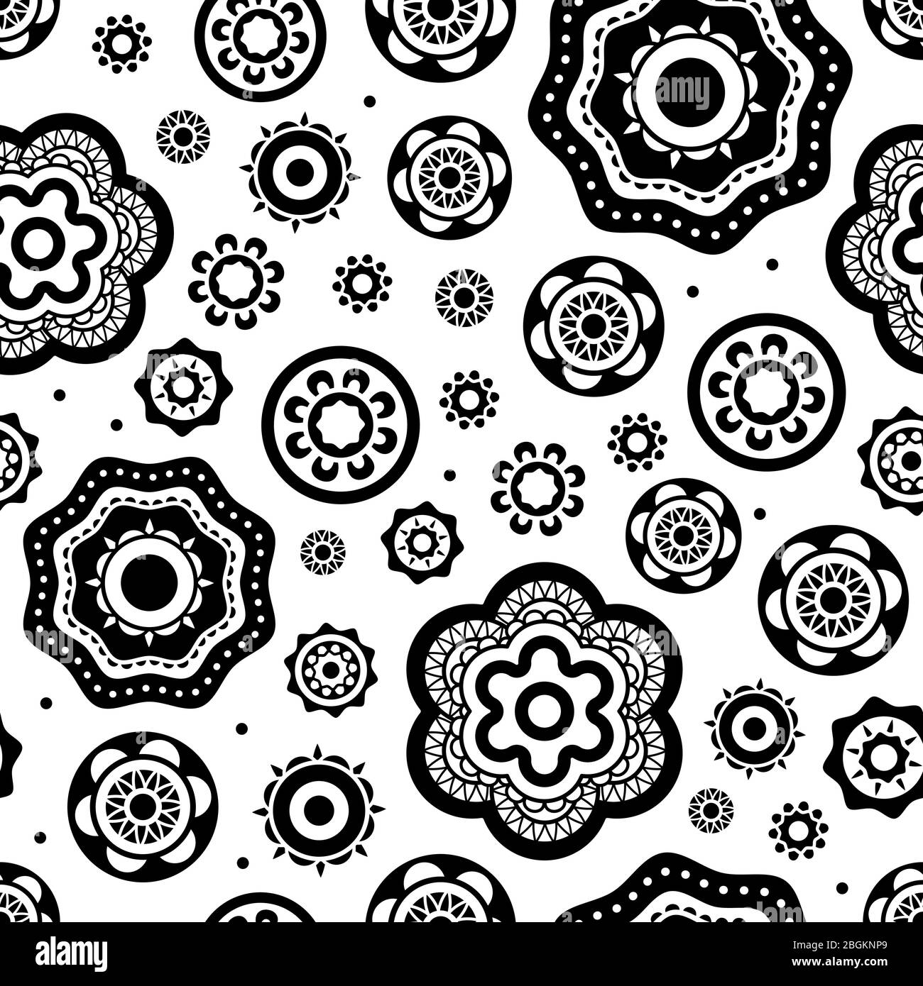 Black And White Floral Endless Pattern Stock Vector Images - Alamy