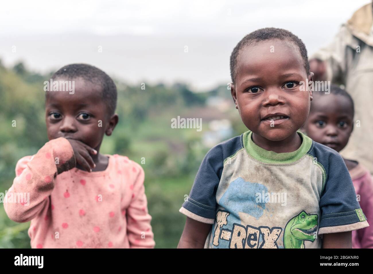 Rwanda countryside, Rwanda - October 25, 2016: Portrait of black ...