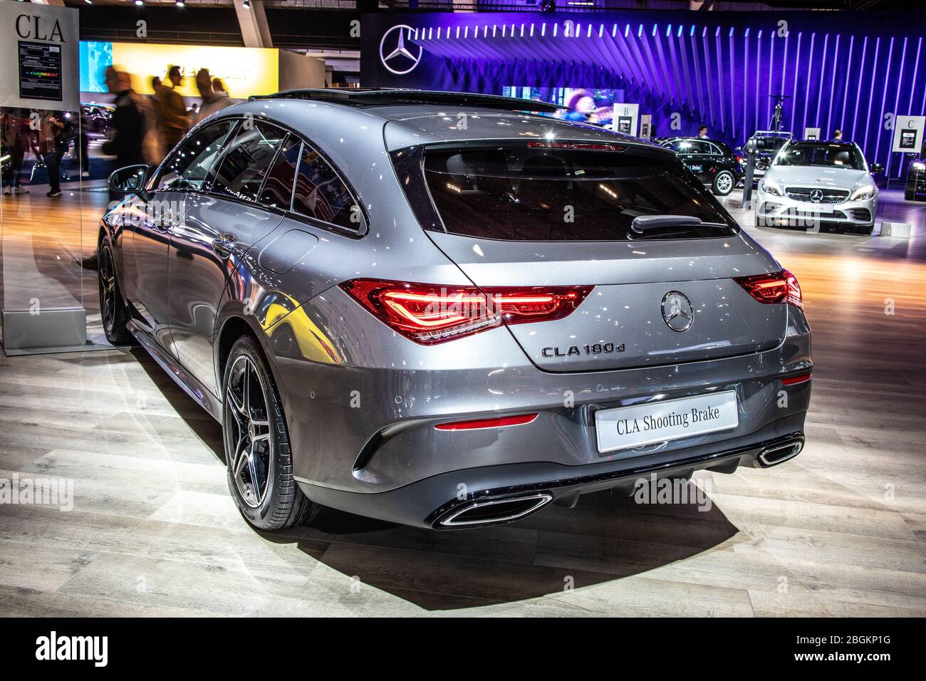 Brussels, Belgium, Jan 2020 Mercedes CLA Shooting Brake 180d, Brussels Motor Show, 2nd gen, X118, station wagon car produced by Mercedes-Benz Stock Photo