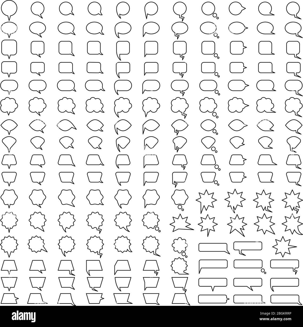 Speech bubble thin line icons on white background. Vector illustration ...