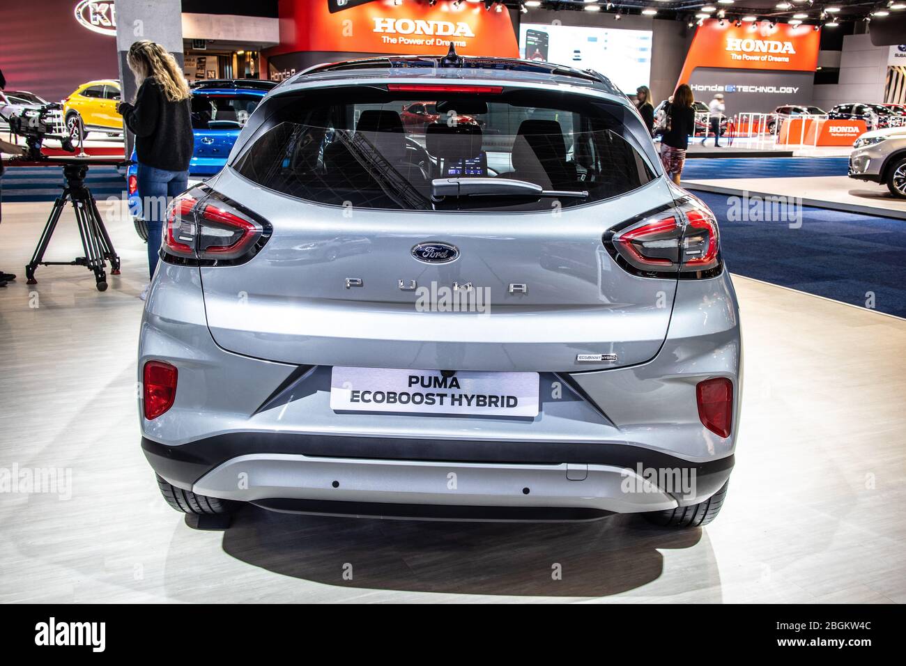 Brussels, Belgium, Jan 2020 Ford Puma Ecoboost Hybrid, Brussels Motor Show,  shiny modern Subcompact crossover SUV produced by Ford Motor Company Stock  Photo - Alamy