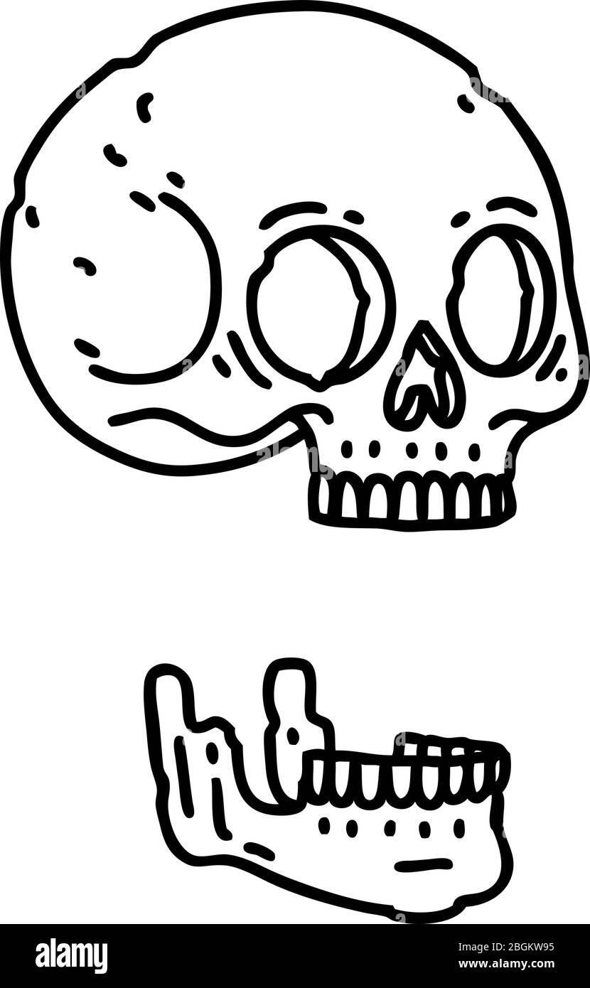 tattoo in black line style of a skull Stock Vector Image & Art - Alamy