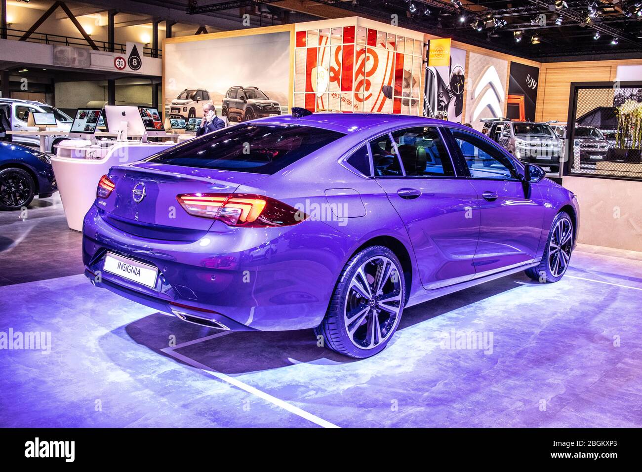 Brussels, Belgium, Jan 2020: OPEL Insignia at Brussels Motor Show, 2nd gen facelift, B / MkII, large family car engineered and produced by Opel Stock Photo