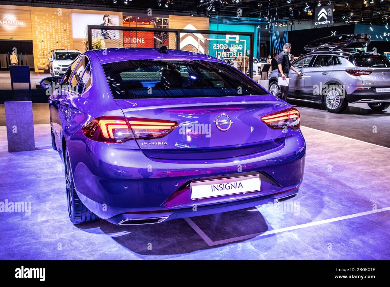 Brussels, Belgium, Jan 2020: OPEL Insignia at Brussels Motor Show, 2nd gen facelift, B / MkII, large family car engineered and produced by Opel Stock Photo