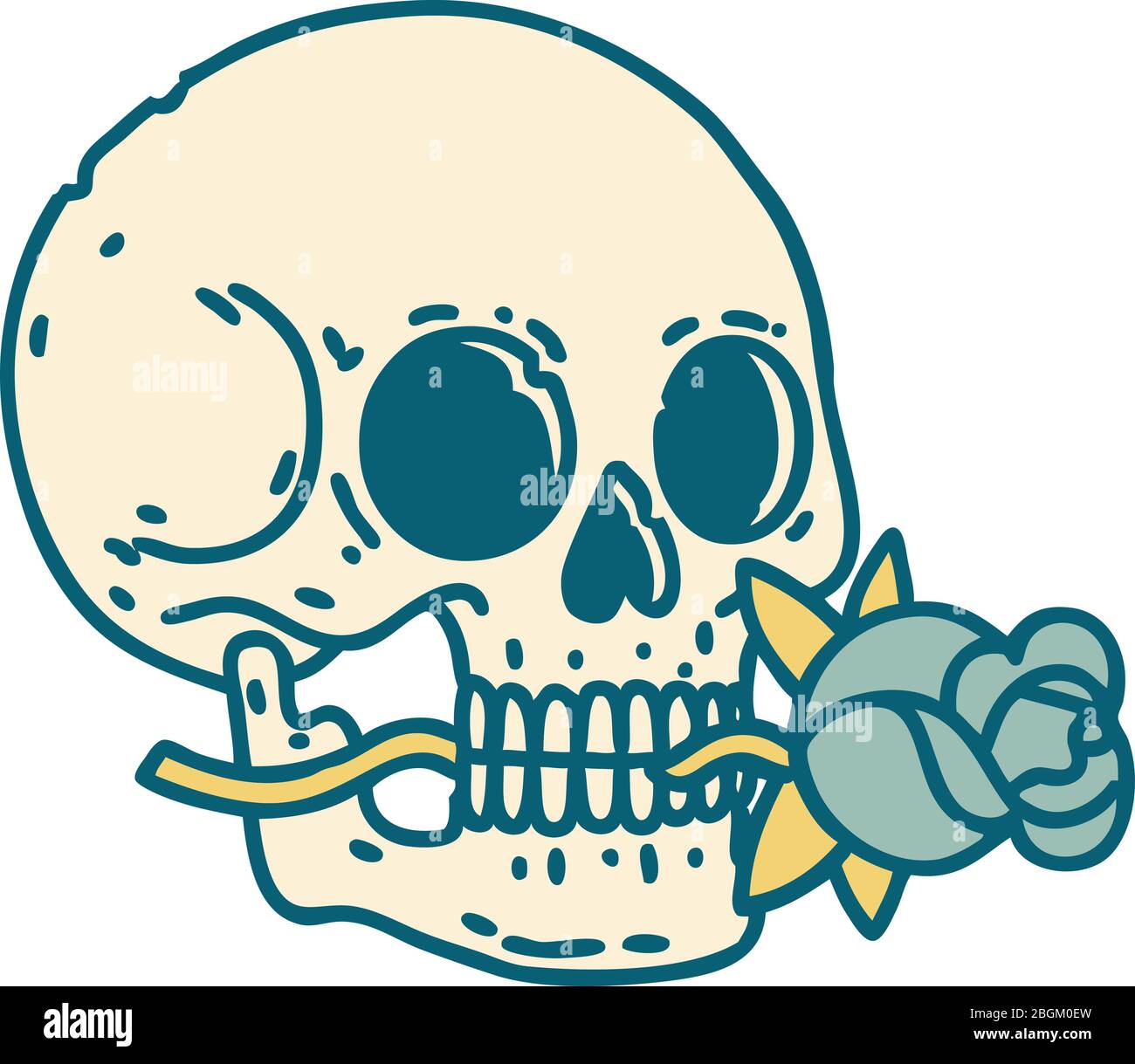 iconic tattoo style image of a skull and rose Stock Vector Image & Art ...