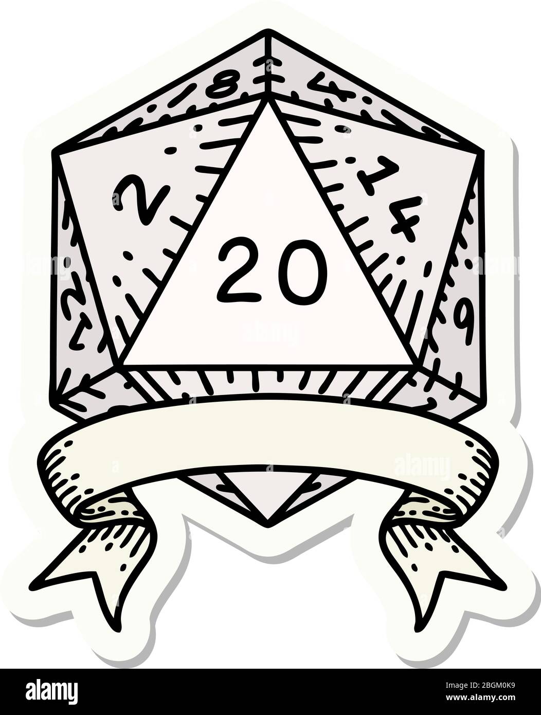 sticker of a natural 20 critical hit D20 dice roll Stock Vector Image & Art  - Alamy