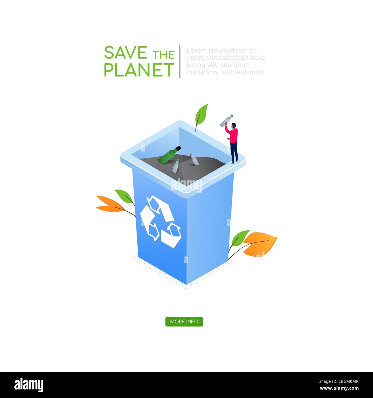 Save the planet - modern colorful isometric vector web banner Stock Vector