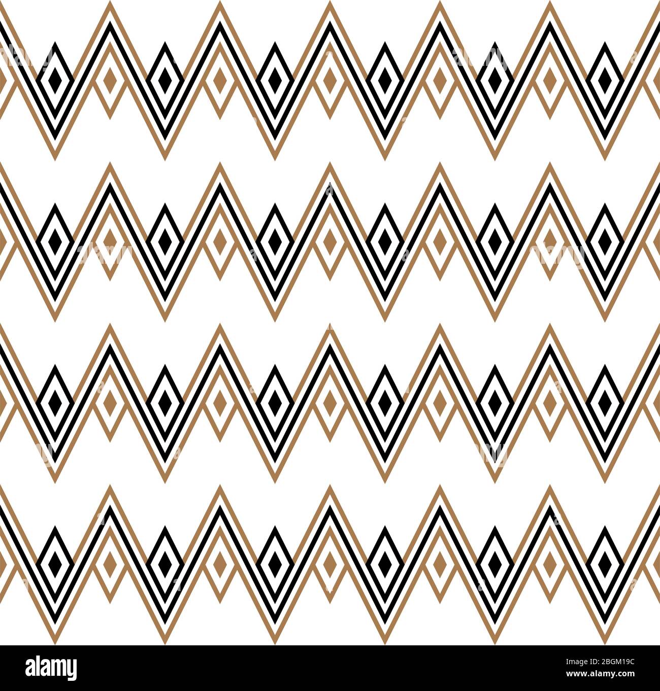 Zig zag ethnic wigwam, mountains Seamless pattern Stock Vector