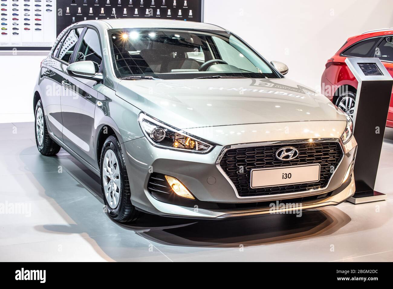 Belgium, Jan 09, 2020: Hyundai i30 at Brussels Show, Third generation, PD, small family car manufactured by Stock Photo Alamy