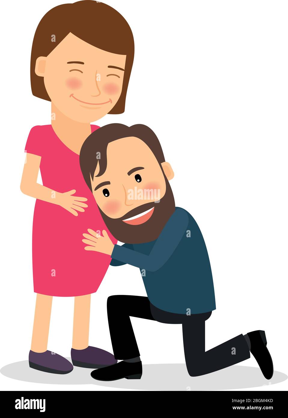 Pregnant woman with man. Pregnancy concept colorful icon on white background. Vector illustration Stock Vector