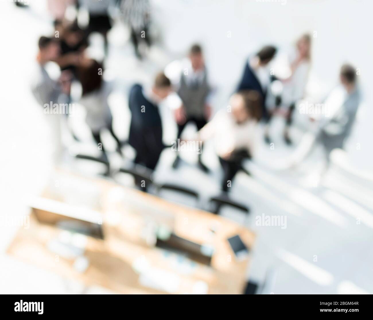 top view. a group of employees discussing work issues Stock Photo