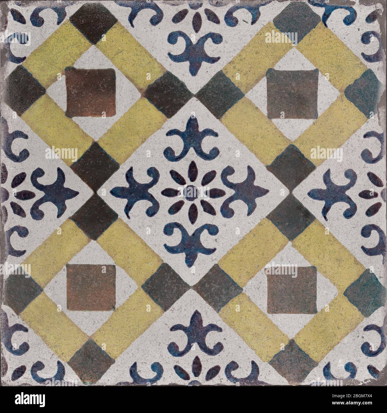 Portuguese azulejo seamless pattern tile, morocco seamless pattern decorative mosaic tile Stock Photo