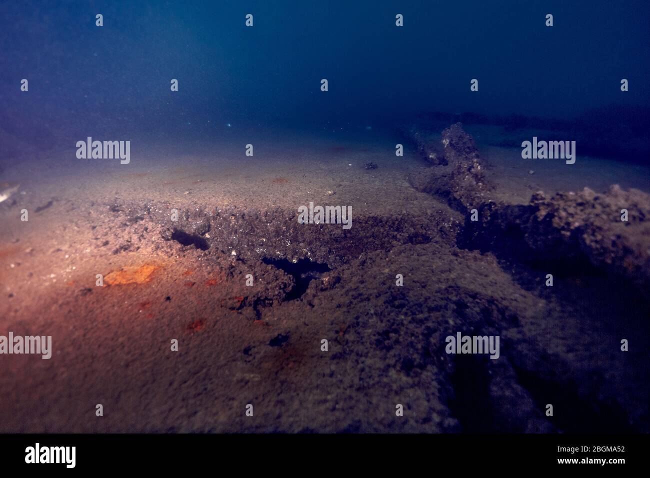 exploring a Drowned shipwreck 15 meters depth Jounieh gulf Lebanon Stock Photo