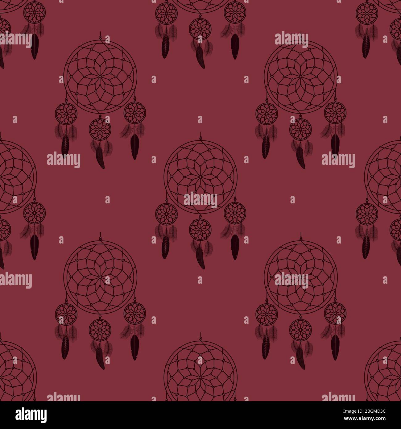 Dream catcher seamless pattern. Vector dream catcher doodle background Stock Vector