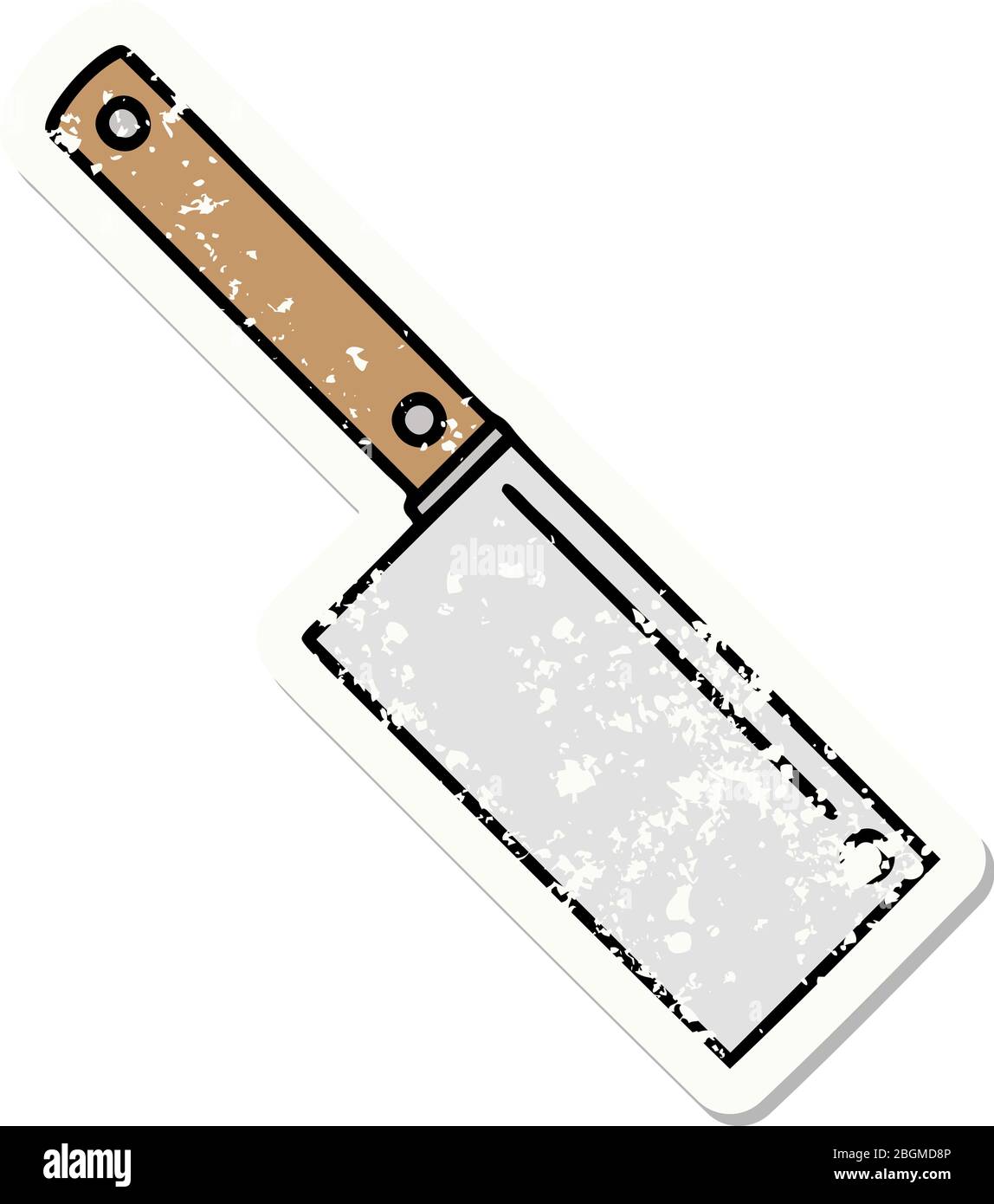 distressed sticker tattoo in traditional style of a meat cleaver 2BGMD8P