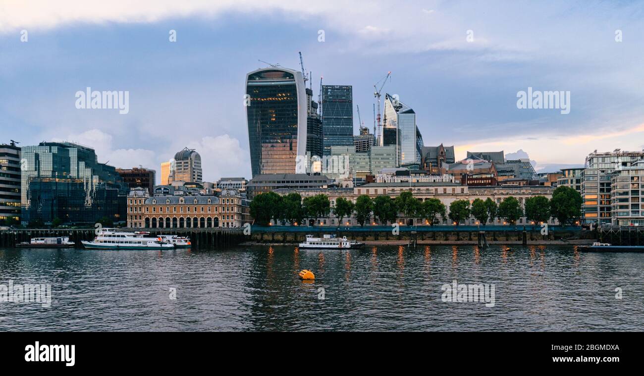 London, England - Skyline view of Bank Wharf, central London's leading ...