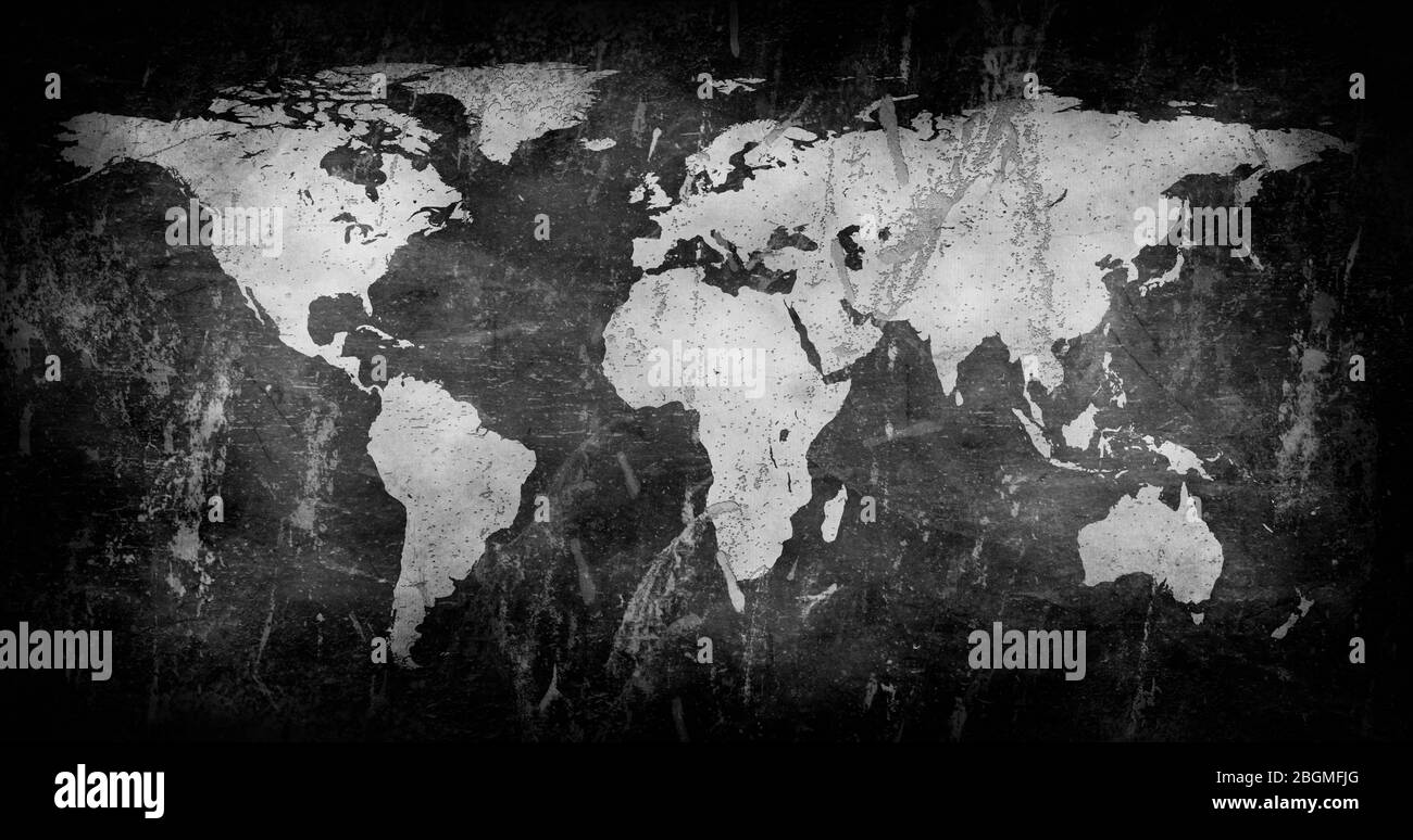 Map of The World with grunge texture background 3D illustration Stock ...