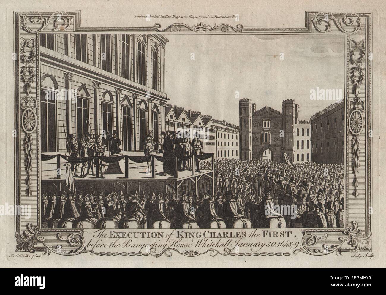 Execution of King Charles I, Banqueting House, Whitehall, 1649. THORNTON 1784 Stock Photo