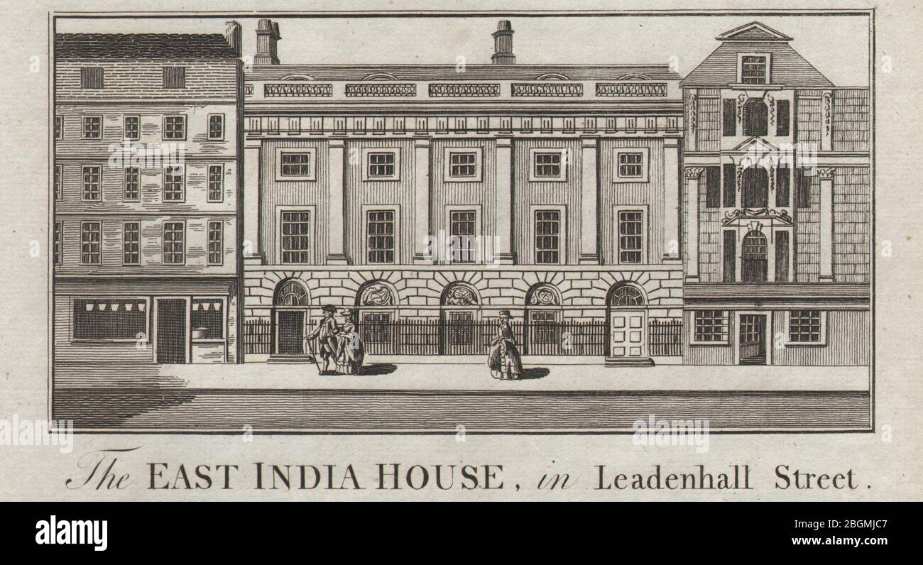 View of the East India House, Leadenhall Street, City of London. THORNTON 1784 Stock Photo